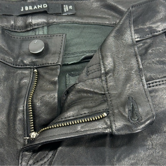 J Brand Black Lambskin Leather Bootcut Pants - Picture 7 of 12